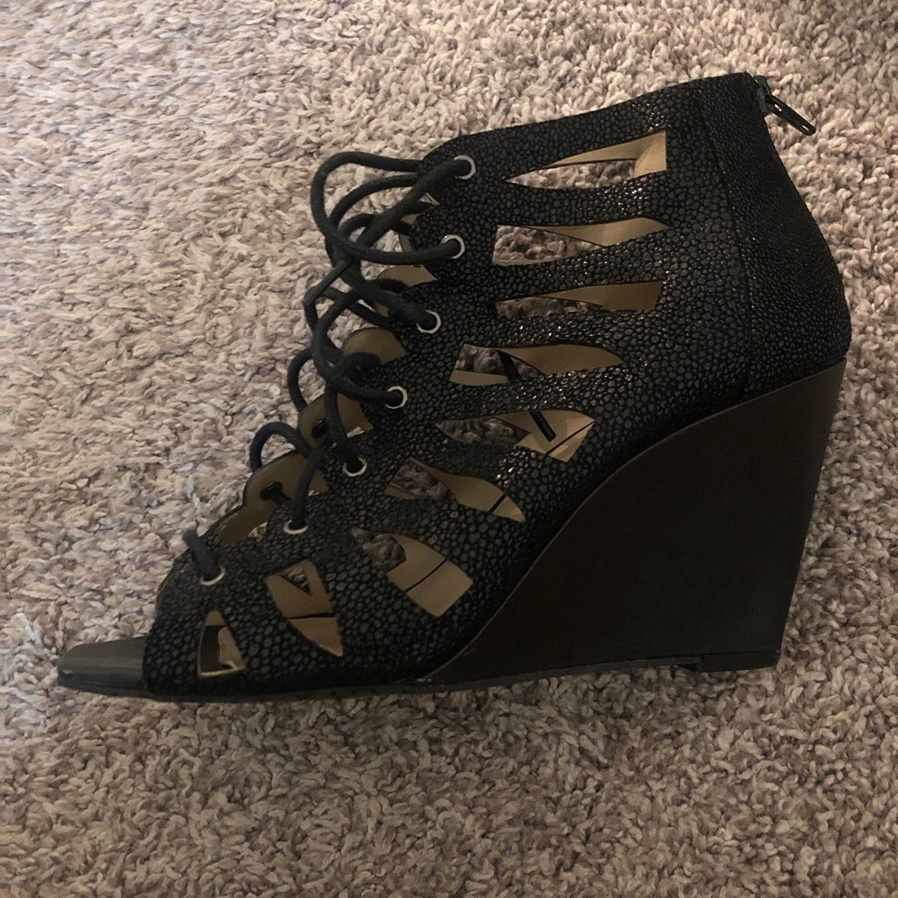 I.N.C. Black Lace-Up Wedges